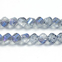 Chinese Cut Crystal Bead - Helix Twisted 08MM CRYSTAL 1/2 FROST BLUE LUMI