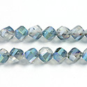 Chinese Cut Crystal Bead - Helix Twisted 08MM CRYSTAL 1/2 FROST METALLIC GREEN