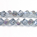 Chinese Cut Crystal Bead - Helix Twisted 08MM CRYSTAL 1/2 FROST PURPLE LUMI