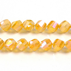 Chinese Cut Crystal Bead - Helix Twisted 08MM CRYSTAL 1/2 FROST TOPAZ AB