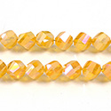 Chinese Cut Crystal Bead - Helix Twisted 08MM CRYSTAL 1/2 FROST TOPAZ AB