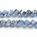 Chinese Cut Crystal Bead - Helix Twisted 08MM OPAL BLUE 1/2 SILVER