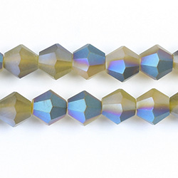 Chinese Cut Crystal Bead - Bicone 08x8MM MATTE CITRINE 1/2 GREEN