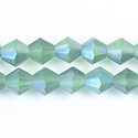 Chinese Cut Crystal Bead - Bicone 08x8MM MATTE PERIDOT 1/2 GREEN
