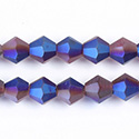 Chinese Cut Crystal Bead - Bicone 08x8MM MATTE RUBY 1/2 BLUE