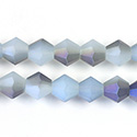 Chinese Cut Crystal Bead - Bicone 08x8MM MATTE WHITE OPAL 1/2 BLUE