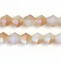 Chinese Cut Crystal Bead - Bicone 08x8MM MATTE WHITE OPAL 1/2 TAUPE