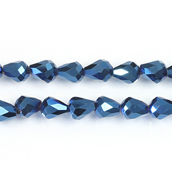 Chinese Cut Crystal Bead - Pear 07x5MM BLUE METALLIC