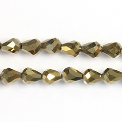 Chinese Cut Crystal Bead - Pear 07x5MM GOLD METALLIC