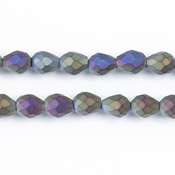 Chinese Cut Crystal Bead - Pear 07x5MM MATTE JET AB