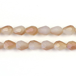 Chinese Cut Crystal Bead - Pear 07x5MM MATTE WHITE OPAL 1/2 LUMI