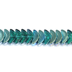 Glass Lampwork Bead - Crescent 06x15MM ZIRCON GREEN