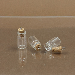 Glass Bottle with Cork Stopper & eye pin 10X18MM