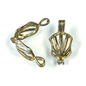 Brass Bead Cage Pendant Hinged with Loop - Shield 20x11MM RAW Unplated