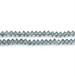 Chinese Cut Crystal Bead - Spacer 03.5x4.5MM CRYSTAL WITH FROSTED METALLIC BLUE RIM