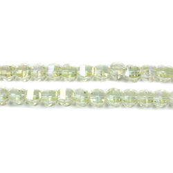 Chinese Cut Crystal Bead - Round Step Cut 04MM 1/2 Coated AB Yellow Transparent