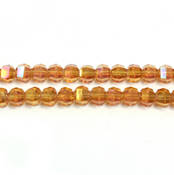 Chinese Cut Crystal Bead - Round Step Cut 04MM  Coated ORANGE LUMI
