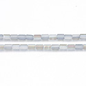 Glass Bead - Cylinder Coated 06x4MM FROST BLACK DIAMOND 1/2 TAUPE COATED