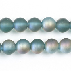 Pressed Glass Bead Smooth - Round 08MM MATTE AQUA HALF LUMI