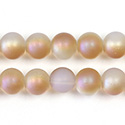 Pressed Glass Bead Smooth - Round 08MM MATTE WHITE OPAL HALF LUMI