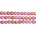 Pressed Glass Bead Smooth - Round 04MM DYED GOLD SPLASH PINK