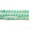 Pressed Glass Bead Smooth - Round 04MM DYED GOLD SPLASH TURQUOISE