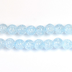 Pressed Glass Bead Smooth - Round 06MM CRACKLE AQUA