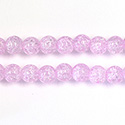 Pressed Glass Bead Smooth - Round 06MM CRACKLE PINK