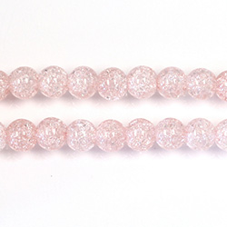 Pressed Glass Bead Smooth - Round 06MM CRACKLE ROSE