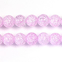 Pressed Glass Bead Smooth - Round 08MM CRACKLE PINK