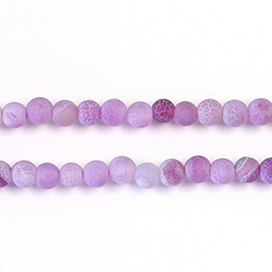 Pressed Glass Bead Smooth - Round 04MM MATTE CRACKLE PURPLE