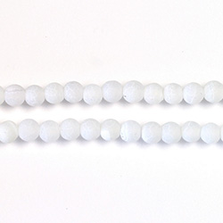 Pressed Glass Bead Smooth - Round 04MM MATTE CRACKLE WHITE