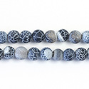 Pressed Glass Bead Smooth - Round 06MM MATTE CRACKLE BLACK