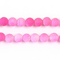 Pressed Glass Bead Smooth - Round 06MM MATTE CRACKLE HOT PINK