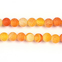 Pressed Glass Bead Smooth - Round 06MM MATTE CRACKLE ORANGE