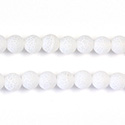 Pressed Glass Bead Smooth - Round 06MM MATTE CRACKLE WHITE