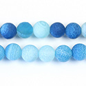 Pressed Glass Bead Smooth - Round 08MM MATTE CRACKLE AQUA