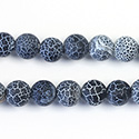 Pressed Glass Bead Smooth - Round 08MM MATTE CRACKLE BLACK