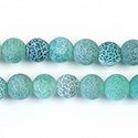 Pressed Glass Bead Smooth - Round 08MM MATTE CRACKLE EMERALD