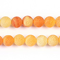 Pressed Glass Bead Smooth - Round 08MM MATTE CRACKLE ORANGE