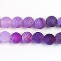 Pressed Glass Bead Smooth - Round 08MM MATTE CRACKLE PURPLE