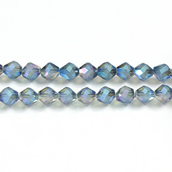 Chinese Cut Crystal Bead - Fancy 06MM FROST CENTER CRYSTAL GREEN TRANFER COAT