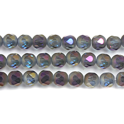 Glass Center Cut Bead 08MM MATT PURPLE METALLIC Coat with Shiny Faceted Center