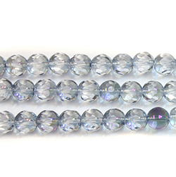 Glass Center Cut Bead 08MM CRYSTAL Faceted Center w/ LIGHT PURPLE METALLIC Coat