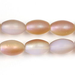 Pressed Glass Bead Smooth - Oval 12x8MM MATTE WHITE OPAL HALF LUMI COAT