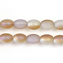 Pressed Glass Bead Smooth - Oval 07x5MM MATTE WHITE OPAL HALF LUMI COAT