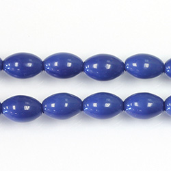 Pressed Glass Bead Smooth - Oval 08x6MM LT NAVY BLUE