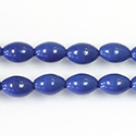Pressed Glass Bead Smooth - Oval 08x6MM LT NAVY BLUE