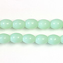 Pressed Glass Bead Smooth - Oval 08x6MM OPAL GREEN