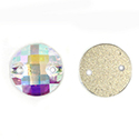 Crystal Flat Back 2-Hole Sew-on Foiled Stones - Round 10MM CRYSTAL AB